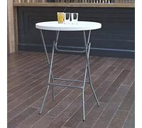 Flash Furniture Round Plastic Bar Height Folding Event Tables, Set of 4, Granite White