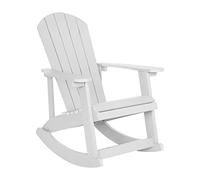 Flash Furniture Savannah Adirondack Fauteuil à bascule en polyrésine et bois - Polystyrène blanc résistant aux intempéries - Matériel en acier inoxydable