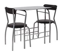Flash Furniture Sutton Ensemble de bistrot 3 pièces avec Plateau en Verre Noir et chaises rembourrées en Vinyle Noir