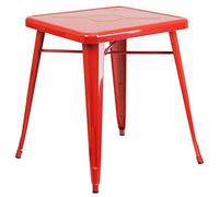 Flash Furniture Table carrée en métal de 60,3 cm de qualité Commerciale pour intérieur/extérieur, Rouge, 23,75' Square