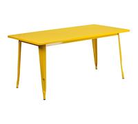Flash Furniture Table rectangulaire en métal de qualité Commerciale, 80 x 160 cm, pour intérieur/extérieur, Jaune, 80 x 160 cm (l x L)