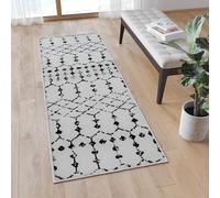 Flash Furniture Tapis à Poils Courts de Style bohémien - 60 x 150 cm - Ivoire/Noir en Polyester