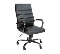 Flash Furniture Whitney Fauteuil de Bureau pivotant à Dossier Haut en Cuir Souple avec Cadre Noir