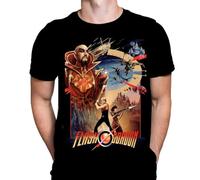 Flash Gordon - T-shirt de super-héros de l'opéra spatial classique des années 80 pour fans de science-fiction, noir, L