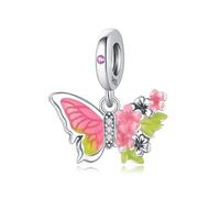Flash liquide - breloque de perles papillon époxy sable, accessoire de bracelet à breloques en argent sterling 925, compatible avec le collier de bracelet pandora