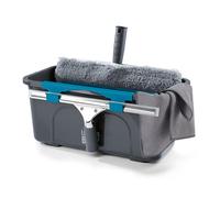 LICHTERBLITZ Set Complet de Nettoyage pour vitres | Nettoyage Professionnel des fenêtres | INCL. raclette pour vitres, Seau de 12 litres avec Support, raclette, Chiffon, Microfibre et Produit