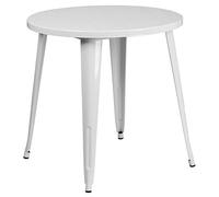 Flash Meuble 76,2 cm Rond en métal Table d'intérieure/extérieure, Métal, Blanc, 77.47 x 77.47 x 12.7 cm