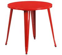 Flash Meuble 76,2 cm Rond en métal Table d'intérieure/extérieure, Métal, Red, 77.47 x 77.47 x 12.7 cm