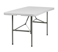 Flash Meuble 76,2 cm W X 60" l 2 Volets Granite Plastique Blanc Table Pliante