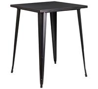Flash Meuble 80 cm carré en métal Intérieur/Barre de Hauteur Table, Métal, Black-Antique Gold, 31.5''