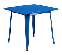 Flash Meuble 80 cm carré en métal Table d'intérieure/extérieure, Métal, Bleu, 31.5'