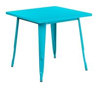 Flash Meuble 80 cm carré en métal Table d'intérieure/extérieure, Métal, Crystal Teal-Blue, 31.5" W x 31.5" D x 29.5" H