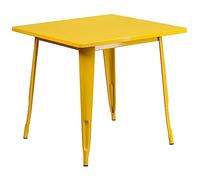 Flash Meuble 80 cm carré en métal Table d'intérieure/extérieure, Métal, Jaune, 31.5'