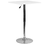 Flash Meuble carré 60,3 cm Hauteur réglable Blanc Table en Bois (réglable Gamme 83,8 cm - 102,9 cm)