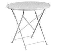 Flash Meubles 76,2 cm Round intérieure/extérieure en Acier Table de terrasse Pliante, Métal, Blanc, 30' W x 30' D x 28' H