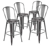 Flash Möbel Tabouret de Bar en métal 4 Pack Gris argenté