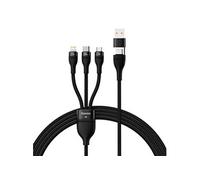 Baseus Câble de charge Flash II 3-en-1 100W 1,2 m Noir