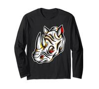 Flash Tatouage Rhinocéros en Voie de Disparition Blanc Manche Longue