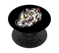 Flash Tatouage Rhinocéros en Voie de Disparition Blanc PopSockets PopGrip Adhésif
