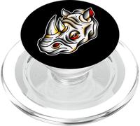 Flash Tatouage Rhinocéros en Voie de Disparition Blanc PopSockets PopGrip pour MagSafe