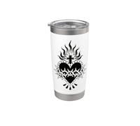Flash Tatouage Sacré-Cœur du Christ Gobelet isotherme en acier inoxydable double paroi