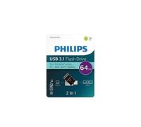 Philips 2-in-1 OTG Édition Ultra Speed clé USB-C/USB 3.1 Double Lecteur Flash USB 64 Go pour PC,Ordinateur Portable, (Android) Smartphone, Tablette, Ultra Small, Vitesse de Lecture jusqu'à 180 Mo/s