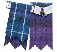 Flashes de kilt pour homme - Chaussettes de kilt classiques et unies avec ajusteurs de boucle lourde, jarretelles en laine acrylique pointues - Parfaites pour une robe Highland, Pride of Scotland