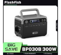 Flashfish BP030B Centrale électrique portable 300 W, batterie LiFePO4 230,4 Wh, surtension 600 W, prises CA, charge pas à pas, solaire BP030B