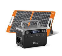 FlashFish Station d'alimentation portable 230,4 Wh avec panneau solaire 60 W, batterie LiFePO4 300 W (pointe 600 W) avec 2 ports DC, 4 ports USB, lumières LED, alimentation mobile pour camping, maison