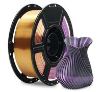 FLASHFORGE Filament tricolore en soie - Violet doré noir 3 en 1 - Coextrusion 1,75 mm - Filament pour imprimante 3D - Bobine de 1 kg (2,2 lbs) - Précision dimensionnelle +/- 0,02 mm, soie PLA