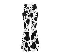 Flashideas Legging de Yoga évasé avec contrôle du Ventre, Taille Haute et Jambe Large, Doux et Confortable, Motif Vache., Taille M