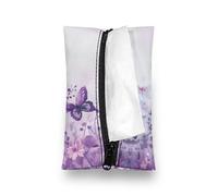 Flashideas Porte-mouchoirs de poche en forme de papillon violet pour sac à main, petite taille, réutilisable, pochette de voyage pour pièces de monnaie, pochette à mouchoirs pour voiture, bureau,