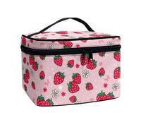 Flashideas Trousse de maquillage pour cosmétiques - Rangement vertical - Grande capacité - Trousse de maquillage de voyage, Fraise mignonne 2, one size