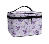 Flashideas Trousse de maquillage pour cosmétiques - Rangement vertical - Grande capacité - Trousse de maquillage de voyage, Papillon violet 1, one size