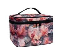 Flashideas Trousse de maquillage pour cosmétiques - Rangement vertical - Grande capacité - Trousse de maquillage de voyage, Floral rose 1, one size