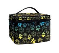 Flashideas Trousse de maquillage pour cosmétiques - Rangement vertical - Grande capacité - Trousse de maquillage de voyage, Empreintes de pattes de chien 1, one size