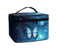 Flashideas Trousse de maquillage pour cosmétiques - Rangement vertical - Grande capacité - Trousse de maquillage de voyage, Papillon bleu 2, one size
