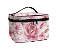 Flashideas Trousse de maquillage pour cosmétiques - Rangement vertical - Grande capacité - Trousse de maquillage de voyage, Fleur rose 1, one size