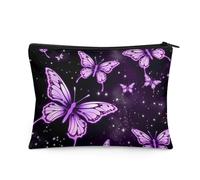 Flashideas Trousse de maquillage pour sac à main de voyage, petite trousse de maquillage portable pour femme, Papillon violet 1, 1 Set