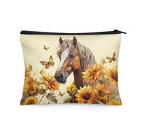 Flashideas Trousse de maquillage pour sac à main de voyage, petite trousse de maquillage portable pour femme, Cheval de tournesol 1, 1 Set