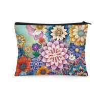 Flashideas Trousse de maquillage pour sac à main de voyage, petite trousse de maquillage portable pour femme, Fleur hippie 1, 1 Set