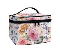 Flashideas Trousse de maquillage pour voyage facile à emporter, Imprimé rose 1, one size