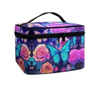 Flashideas Trousse de maquillage pour voyage facile à emporter, Papillon rose 1, one size
