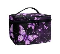 Flashideas Trousse de maquillage pour voyage facile à emporter, Papillon violet 1, one size