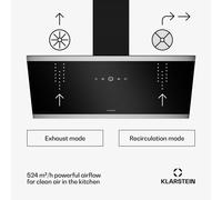 FlashLine Hotte aspirante | A++ | 524 m³/h | 3 niveaux | tactile | silencieuse | LED | Air extrait/recyclé | 100 W A++