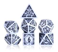 FLASHOWL Dés d'horloge dés DND étoiles et dés de Lune W20 dés rétro D&D Jeu de dés avec Jeu de rôle polyédrique dés de Jeu dés D20 Jeu de dés donjons et Dragons dés Blanc