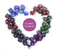 FLASHOWL Dés polyédriques Dés du DND Dés dés Ciel étoilé Voie lactée Dés 42 pièces de dés Jeux de 6 Sets Jeu de dés Ensemble de dés Jeux de dés D20, D12, D10, D8, D6, D4 et DNG RPG (42 pièces)