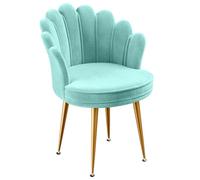 FLASIDU Chaise Coiffeuse Velours Design Coquillage, Fauteuil de Chambre avec Pieds Dorés, Fauteuil de salon,Élégant et Confortable