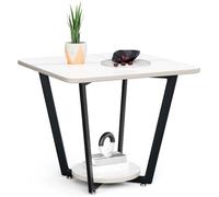 FLASIDU Table Basse, Table Basse Carré, Moderne, Plateau en ardoise, forte capacité de charge, double couche, 60*60*50cm, Blanc