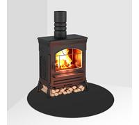 FLASLD Le Tapis d'angle Ignifuge sous la cheminée protège Les sols, Les terrasses et Les terrasses Contre Les Projections d'étincelles (100 x 100 cm, Noir)